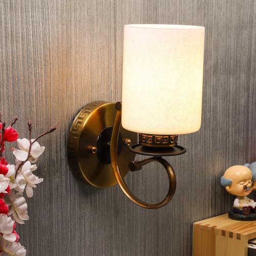 Image of ELIANTE by Jainsons Lights | Antique Gold Metal Wall Light Included Bulb | Lights | Gold Metal Wall Light | for Living Room, Bedroom, Hallway | E27 Holder | 3 Year Warranty