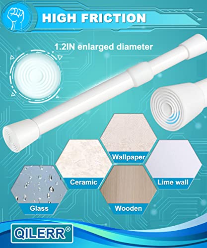 Image of Short Tension Rod 16 to 28 Inche Small Shower Curtain Rods No Drilling Adjustable Heavy Duty Extension Loaded Spring Tension Rod for Windows, Closets, Curtains, 7 /8 inch Diameter, White