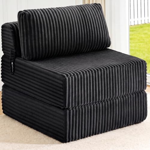 Image of Folding Sofa Bed Convertible 4 in 1 Sleeper Chair Black Single