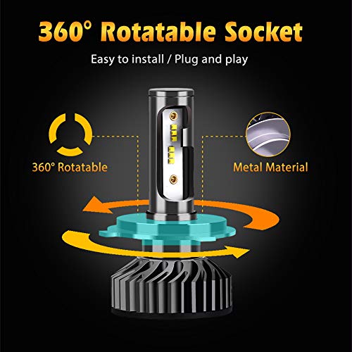 ALUNAR H4 LED Headlight Bulbs Hi/Lo Beam 9003 HB2 Car Motorcycle All-in-One Conversion Kit Plug Play White ZES Auto Head Lamp 12V Replacement LED Headlight Bulbs Vehicle Lighting