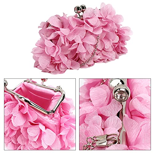 Image of Buddy Women Rose Shaped Clutch Soft Satin Wristlet Handbag Wedding Party Purse