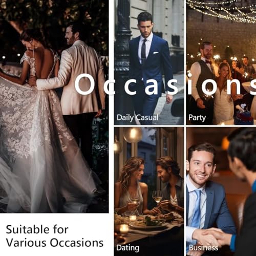 Men's Slim Fit Suit Set 3 Piece Suits for Men Regular Fit Solid Blazer for Business Wedding Prom with a Tie,Deep Wine Red,L 6