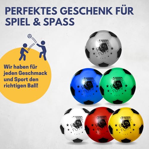 BEST SPORTING PVC-Ball Fun I Leichter Spielball I weißer Fußball I hochwertiger Wasserball I 23 cm großer Beachball I Bunter Ball Logo I Gummiball