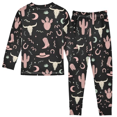 Pajama Sets Long Sleeve Western Themed Seamless Pattern Design_1 Soft Comfy Sleepwear 2 Piece PJS 3-8T3
