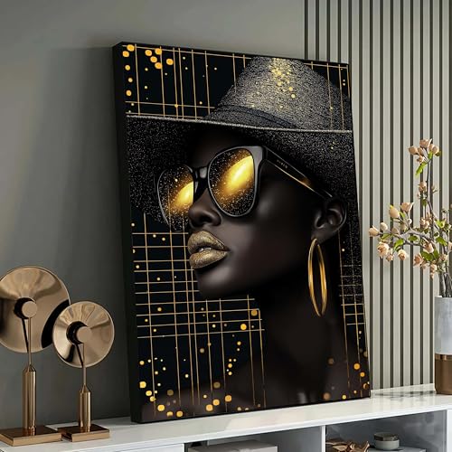 Peinture afrocentrique pour salon moderne, toile de femme noire 70x100cm