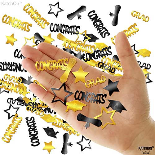Image of Graduation Decorations 2026 | Black and Gold Grad Confetti 2026 - Pack of 1300 | Congrats Grad Confetti for Graduation Table Decorations | Black and Gold Grad Table Decorations 2026, KatchOn