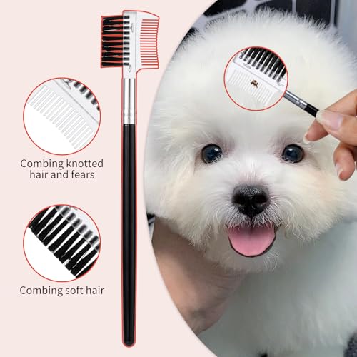 Tränenfleckentferner Kit für Hund & Katze mit Tränenfleckenbalsam, Tränenfleckenkamm, Pro Puderbürste, Augenpads, Sanfte Augenpflege - Reiniger zur Entfernung von Tränenflecken, Augenschmutz, Ausfluss