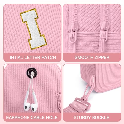 Image of Viverte Small Corduroy Sling Bag Initial Crossbody Bag Fanny Pack for Girls Personalized Birthday Gifts for Teen Girls Gifts