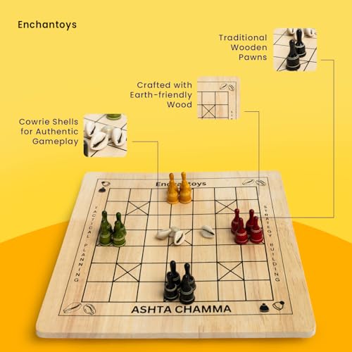 Image of Ashta Chamma Board Game | Chowka Bara,Katta Mane,Taayam,Kaangi Chaala,Kaana Dua,Traditional Indian Ludo | Travel-Friendly Game | Engaging Fun for Kids & Adults