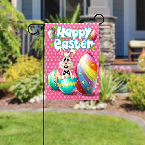 Drapeau de jardin Happy Easter rose 30x45 cm double face - 5
