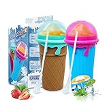 Honnesserry Slushy Maker, Amüsant 500ml Slush Maschine, Magic Squeeze Cup, Quick Frozen Smoothie Becher Slushy Cup für Machen Milchshake(Braun+Blau)