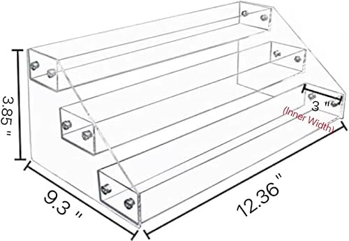 Miniatura 2 de PMMASTO Estante de especias escalonado amplio, organizador de condimentos, estantes verticales de acrílico transparente organizador de latas para