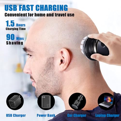 ALLOMN Hair Clipper for Men Rechargeable Shaved Head Hair Clipper Circular Cordless Hair Trimmer - Image 3