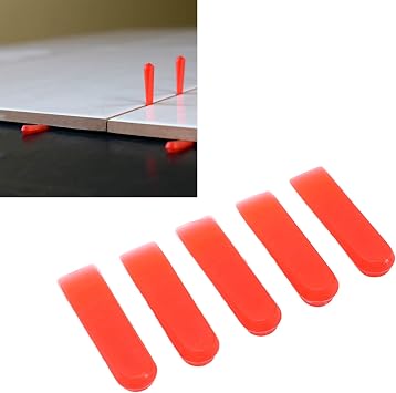 Oumefar 1000Pcs Tile Wedges, Tile Leveling Wedges 0.2inch Red Tiles Leveler Spacers for Porcelain, Ceramics, Marble and Stones Decoration