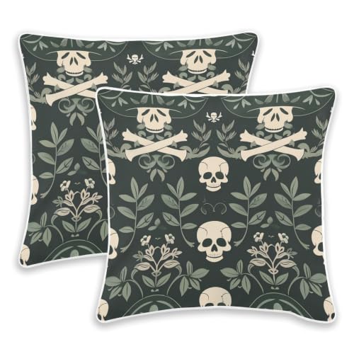 BCFHRGT Lot de 2 housses de coussin décoratives William Morris style pirates vert foncé pour canapé, lit – vue 2