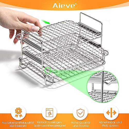 Aieve Heißluftfritteuse Grillrost Airfryer Zubehör Double Stack XL kompatibel mit Ninja AF400EU 9,5L / Ninja foodi max dual zone / SL400EUCP/ AF500EU / AF500EUCP – Bild 4