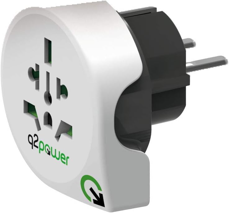 Q2 Power World to Europe All-in-One Travel Plug Adapter - White/Grey