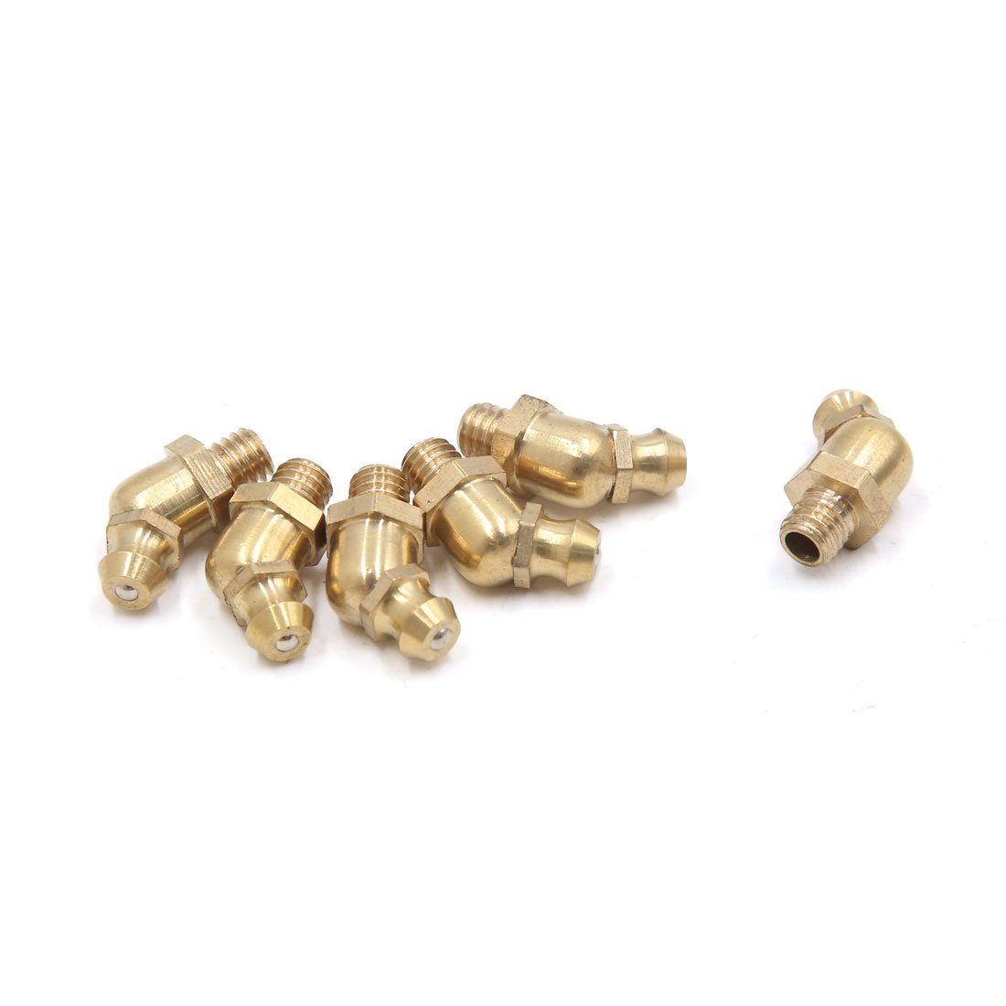 uxcell 6 Pcs Brass M6 x 1mm Thread 45 Degree Angle Grease Zerk Nipple Fitting for Car-image-21