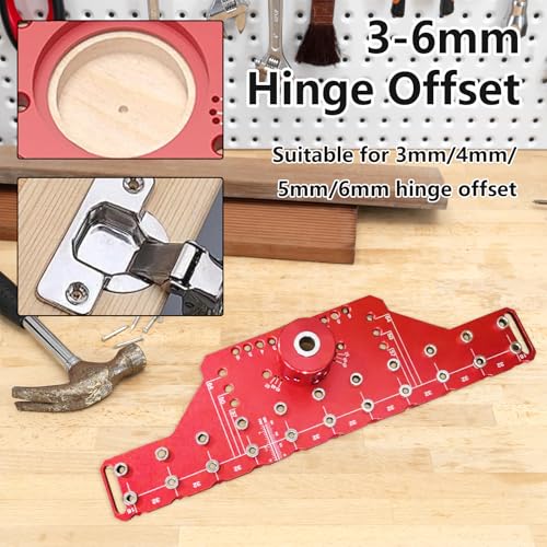 Bohrschablone, 2 in 1 Regalstift-Bohrvorrichtung Set aus Aluminiumlegierung Bohrvorrichtung mit 11 Loch Regalstiftvorrichtung und Scharniervorrichtung mit 2 mm 5 mm und 1/4 Zoll Bohrern für Schrank