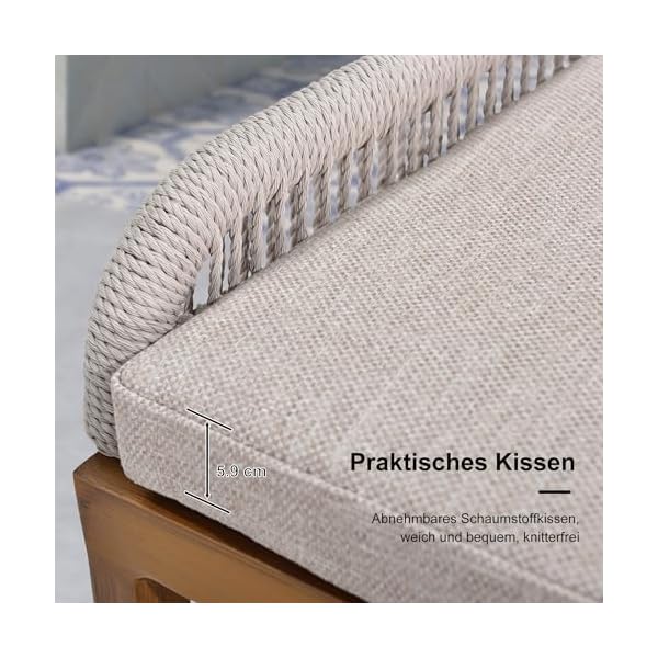 Purple Leaf Essgruppe 8 Personen Rattan & Teak Grau
