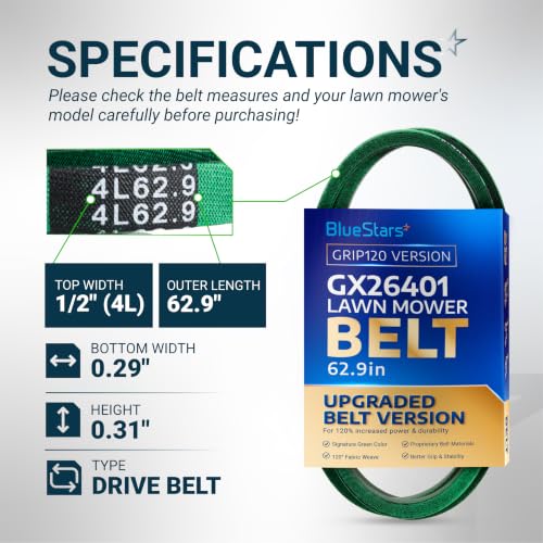 Image of [Upgraded Grip120] BlueStars GX26401 M165413 Drive Belt | 1 /2 inch x 62.9 inch