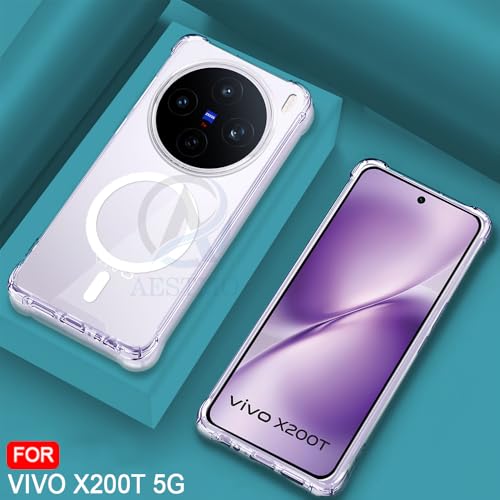 Image of AESTMO Clear Back Cover for VIvo X200T 5G | 360 Protection | Transparent Back Cover for VIvo X200T 5G (PC + TPU, Compatible with MagSafe Accessories, Transparent Bumper)