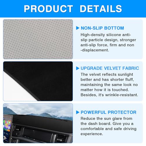 Image of Autorder Dashboard Cover Mat for 2022-2025 2026 Ford F-150 Lightning F150 Accessories Dash Cover Flannel Dash Mat Sunshade Glare UV Rays Protector (Only fit for 15.5-inch Touchscreen)