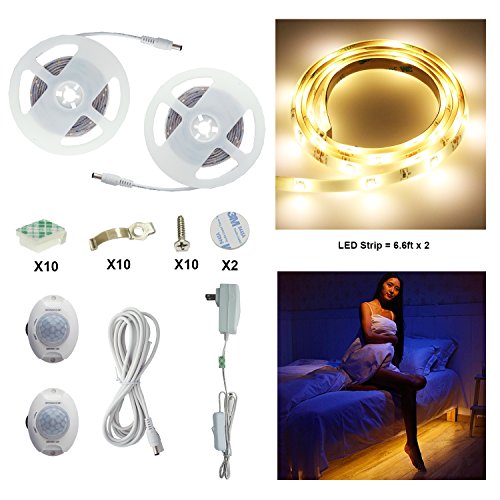 Motion Activated Bed Light AIBOO Flexible LED Strip Sensor Night Light Illumination