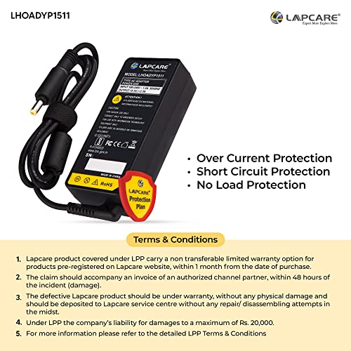 Image of Lapcare Compatible Adapter Charger for HP 18.5v 3.5A 65W Yellow Pin (Without Power Cable)