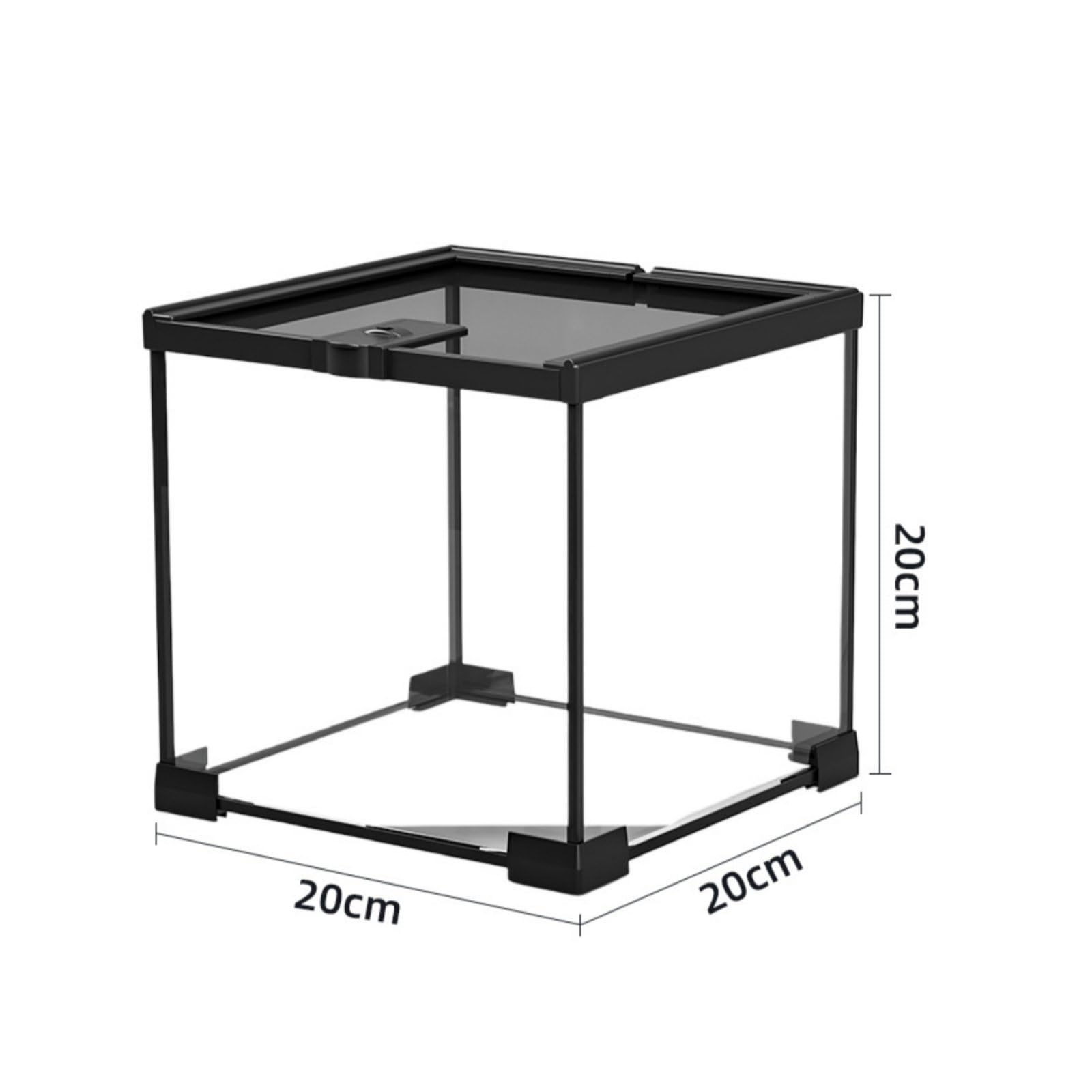 Terrario per Rettili Terrario Vetrina Acquario Teca Habitat con Panoramica Integrale 360 Gradi Coperchio a Maglia con Sicura Manutenzione Facile con, 20-20-20cm