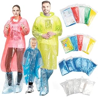 8PCs Disposable Rain Poncho. Emergency Rain Coat Rain Poncho for Adult and Children, Waterproof Raincoat with Tie Hood and Sleeves, Updated Thicken Reusable Ponchos
