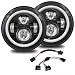 7 Inch LED Halo Headlights with Turn Signal Amber White DRL for H6024 2007-2017 Jeep Wrangler JK JKU Headlamp Replacement-1 Pair Black