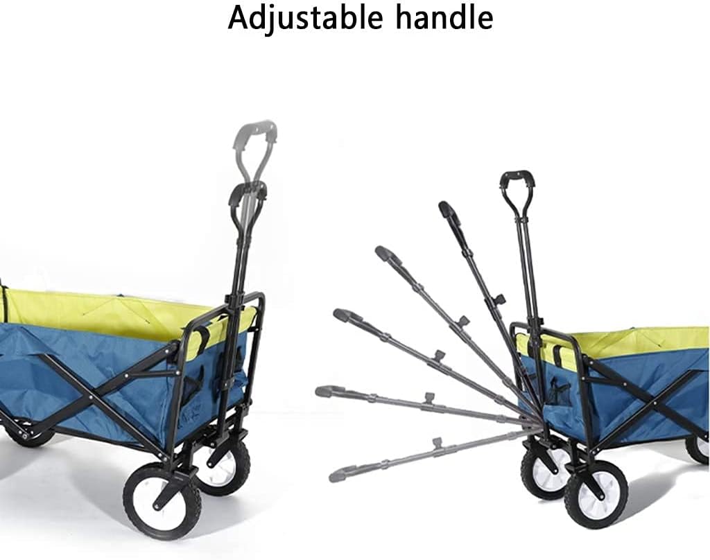 Outdoor Folding Utility Wagon Collapsible Camping Wagon Heavy Duty Garden Cart Portable Utility Trolley Adjustable Handle Load 60kg / 132lbs
