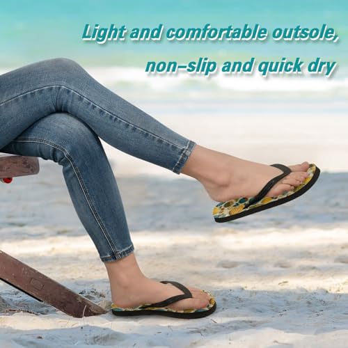 Flip Flop Sandals Pineapple Leaf Print for Women Men Beach Outdoor XS4