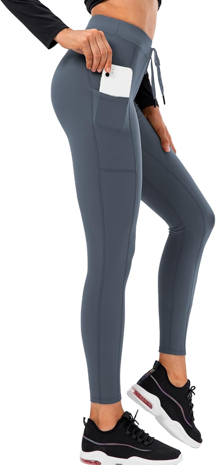 Women's High Waisted Sports Running Tights Workout Leggings Tummy Control Stretchy Yoga Pants with Pockets