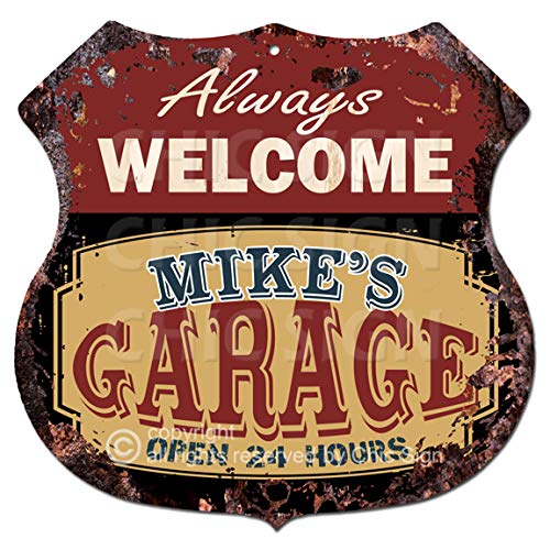 Amazon.com: Always Welcome MIKE'S GARAGE Open 24 hours Rustic Chic