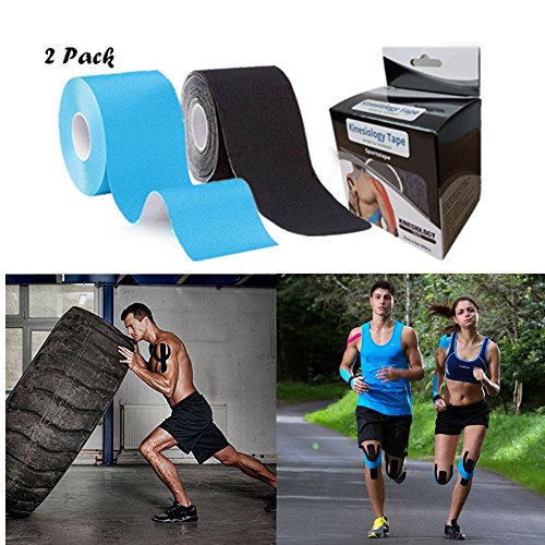 Kinesiology Tape (2-Inch x 16.4-Feet),Pro Sports & Athletic Taping for Knee,Shin Splints,Shoulder and Muscle by LanbaoU(2 Rolls)