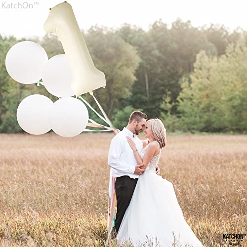 Image of KatchOn, Beige Number 1 Balloon 40 Inch, Happy Birthday Number Balloon | Number 1 Balloon, Reusable Foil Number Balloons for Birthday Decorations, 1st Anniversary Decor and Celebrations