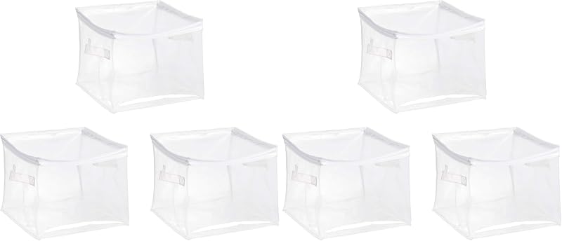 Amazon Basics Clear Zippered Storage Bags for Closet Organization, Stackable Clothing and Linen Storage Containers, 6-Pack