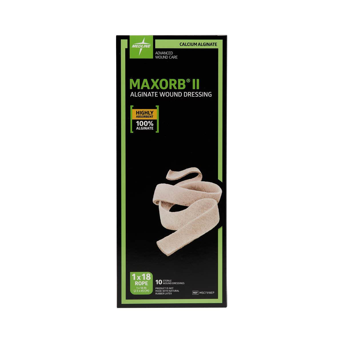 Medline MSC7318EPZ Maxorb II Alginate Dressings, 1" x 18" (Pack of 10)