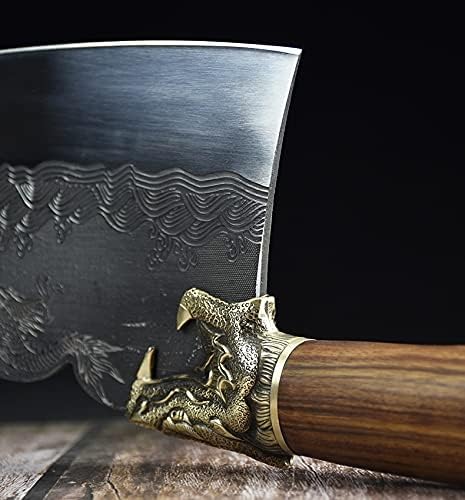 Meat Cleaver, Handmade Fixed Blade Chinese Chef Knives Meat Cleaver Slaughter Vegetable Cutter Kitchen Cooking Tools Bone Chopper