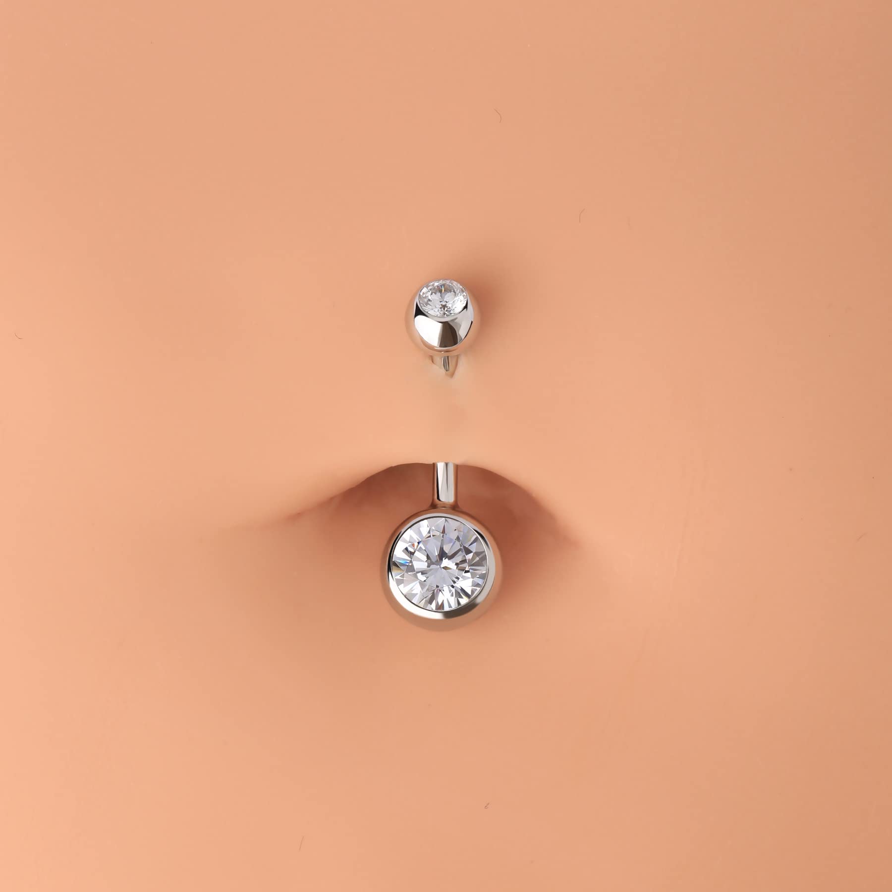 OUFER Piercing per ombelico in argento Sterling 925 con sfere in argento Sterling 925, piercing per ombelico, con zirconia cubica trasparente per donne
