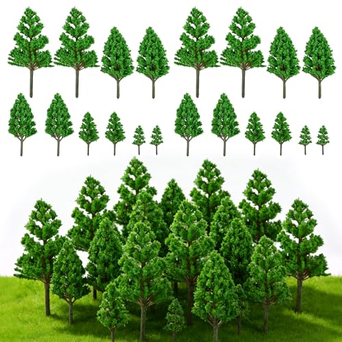 LUEYAO Mini Model Miniature Trees Mixed Train Scenery Architecture Trees Fake Trees for DIY Crafts Building Model Scenery Landscape Green 1.2-3.9 inch 20 PCS