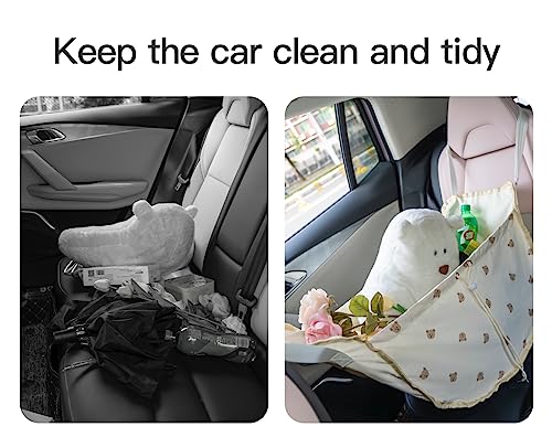 Image of LEGDOR Car storage bag Cartoon bear Car seat back multifunctional storage Rear seat storage hanging bag Car hanging storage bag (Offwhite)