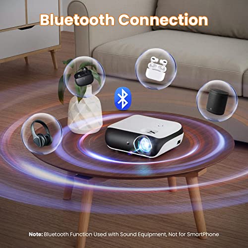 image for HAPPRUN Projector, Native 1080P Bluetooth Projector with 100''Screen, 
