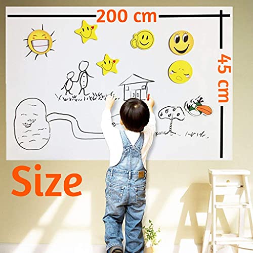 Image of DreamKraft Whiteboard Sticker Roll for Wall (45x200 cm / 1.5x6.5 ft) Self Adhesive, Removable, Waterproof Dry Erase Sheet .Includes Marker for Home, Office, Kids, School Use