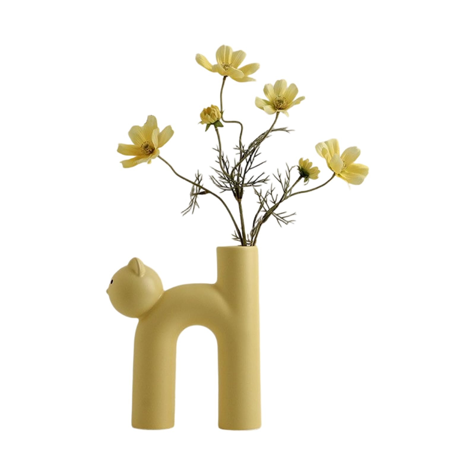 Ceramic Buds Vases Cats Vase Decorative Flower Vase for Dried Minimalists Decors for Home Offices Desk Decors Vases