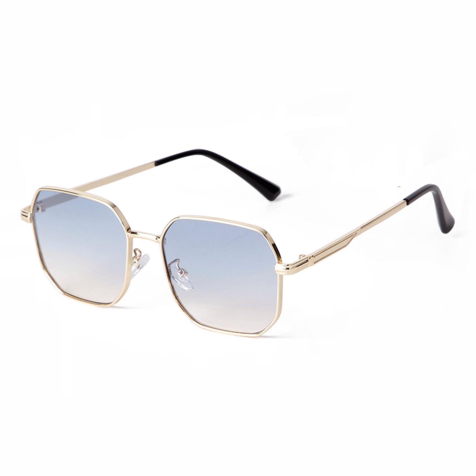 Moda Vintage Klasyczne Męskie Damskie Okulary Przeciwsłoneczne Wielokąt Metalowa Oprawa Gradient Niebieski Okulary Przeciwsłoneczne