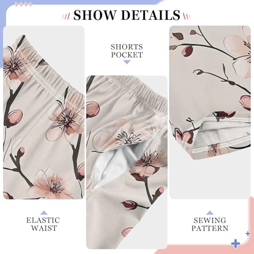 Cherry Blossoms Pink Floral Pajama Pants Long Sleep Pant Soft PJ Bottoms Sleepwear4
