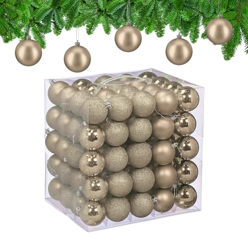 Relaxdays Weihnachtskugeln 100er Set, Kunststoff, D: 6cm, runde...